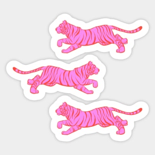 Hot Pink Tiger Trio Sticker